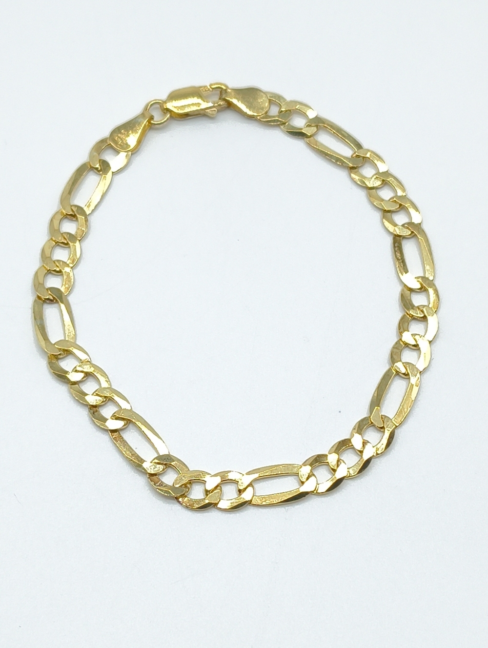Gold Vermeil 925 Italy Figaro Chain Bracelet P.Lux